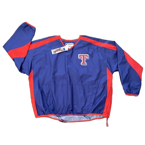 TEXAS RANGERS MLB Majestic Pullover Windbreaker Pockets Embroidered Logo Sz 2XL - Picture 2 of 16